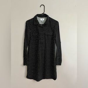 Black and White Polka Dot Button Down Shirt Dress SP